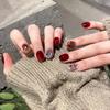 Press On Nails Square Fake Nails with Glitter Design Artificial Acrylic Nails Glossy False Nails Full Cover Stick On Nails Glue On Nails for Women