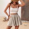 Women'S Washed Cotton, Comfortable And Casual Waist, Elastic Strap Design, Large Pants Legs, Shorts