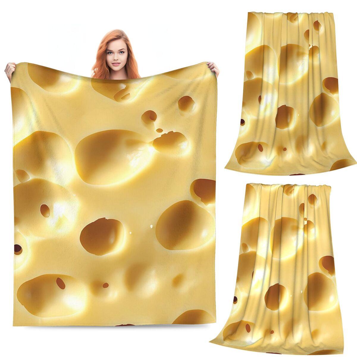 

A Delectable Cheese Block Blanket Soft Warm Flannel Throw Blanket Bedspread for Bed Living room Picnic Travel Home Sofa 80x120cm