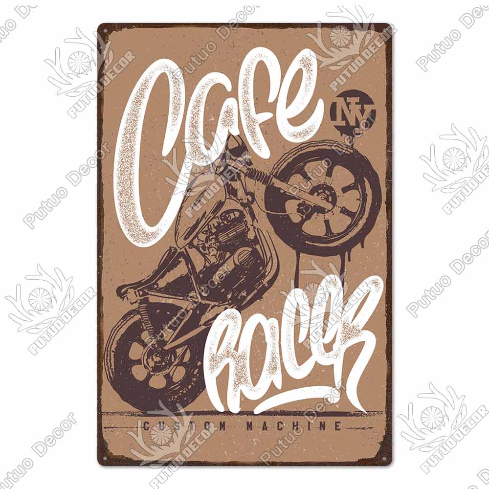 Putuo Decor Cafe Racer Vintage Tin Sign Plaque Metal Wall Art Stickers Garage Man Cave Pub Bar Retro Poster Iron Painting