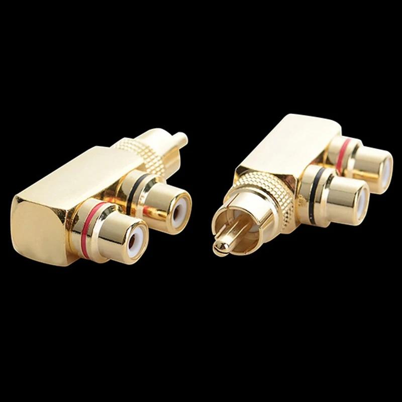 Gold Plated Av Audio Splitter Plug Rca Adapter 1 Male To 2 Female F Connector Tool