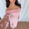 European and American one-word shoulder spell long-sleeved dress women's 2026 summer new fashion temperament skirt