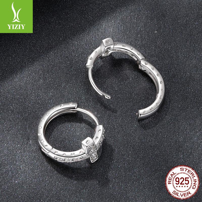 Cross Moissanite Earrings, Personalized Sparkle Full Diamond S925 Sterling Silver Earrings