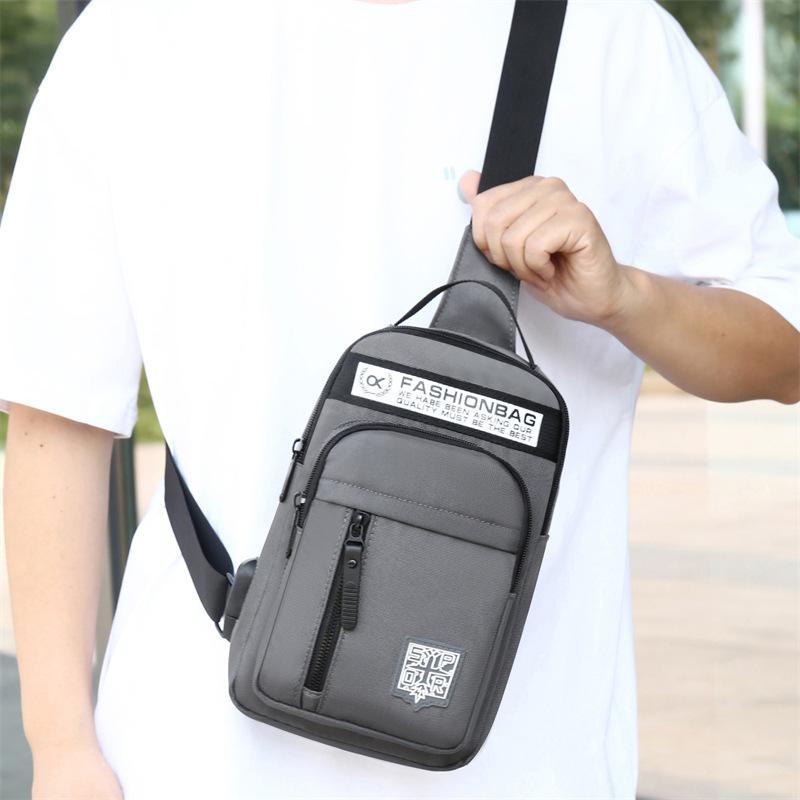 Breast bag men's high-end new single shoulder satchel casual fashion Oxford cloth chest bag outdoor sports lightweight backpack