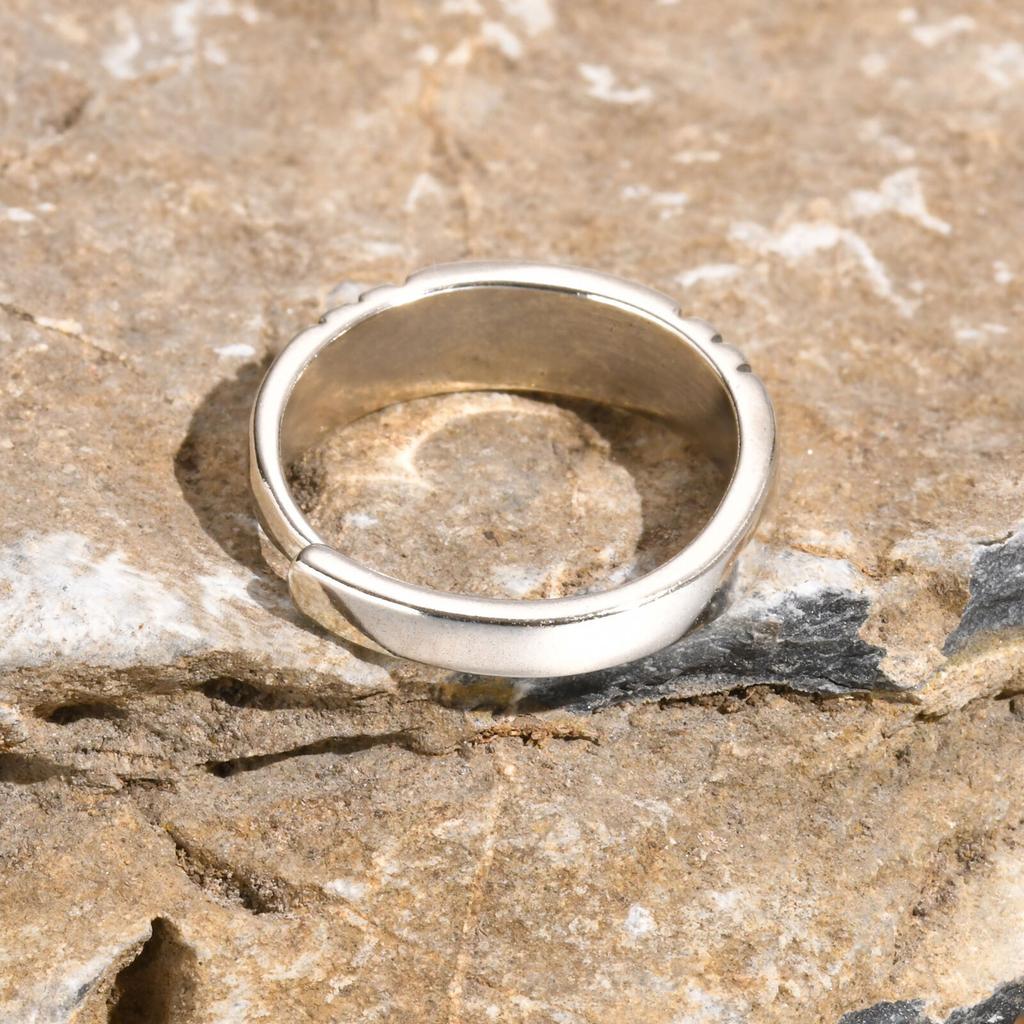 Vnox Herren Offene Ringe, Schwarzer Emaille Siegelring, Uhrenarmband Gerillter Fingerring, Verstellbarer Schmuck