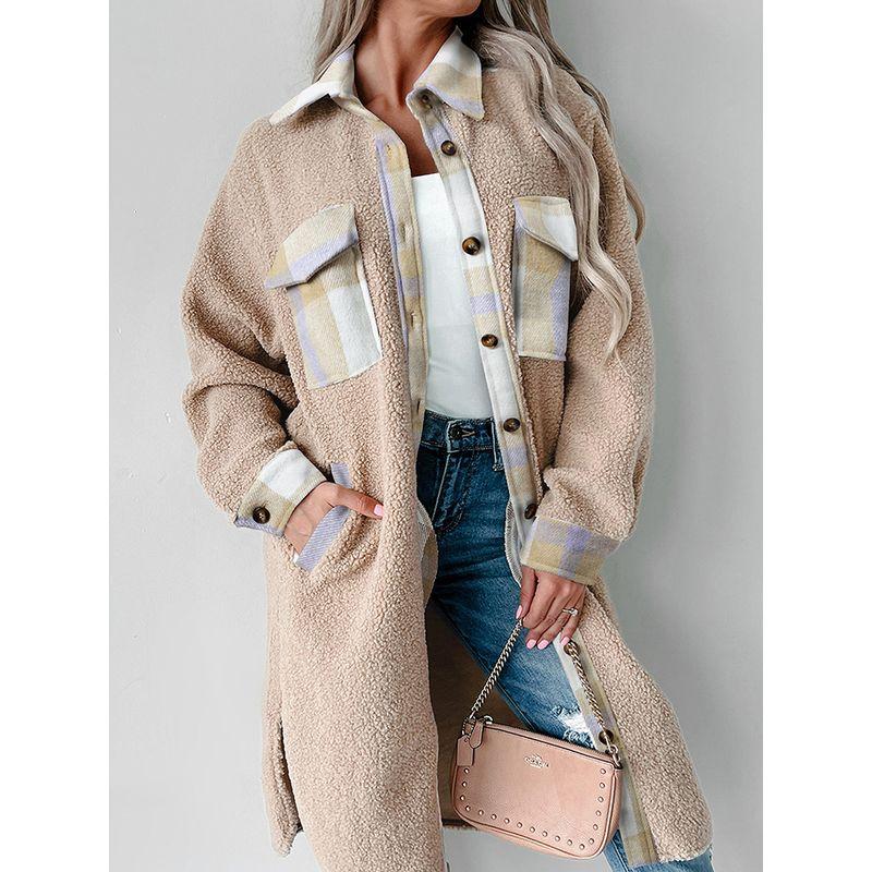 US Shiying Winter New Plaid Woolen Jacket Women 2025 Fashion Mid-Length Warm Jacket Women