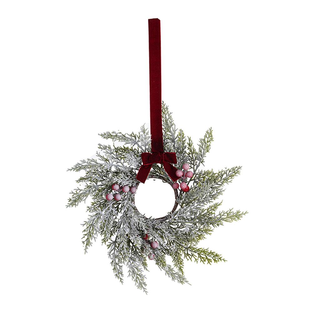 Simulated Pine Needles Red Berries Christmas Wreath Venue Layout Props Cabinet Windows Door Hanging Decorations