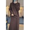 Half zipper turtleneck sweater two-piece set autumn and winter new casual thick skirt knitted sweater set women
