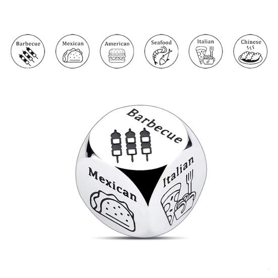 1/2/3Pcs Stainless Steel Food Decision Dice 6 Sides Barbecue Mexican American Seafood Italian Chinese Dinner Decider Dice