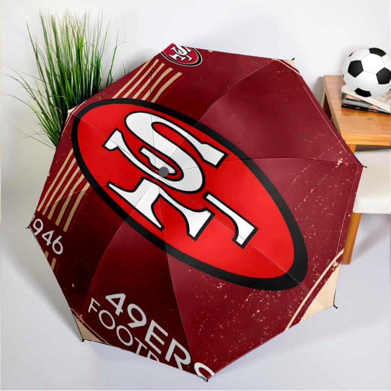 Vintage 49ers Football Umbrella 8-Frame for Travel, Camping, Casual Lightweight Portable Umbrella, Essential for Every Family Holidays Gift