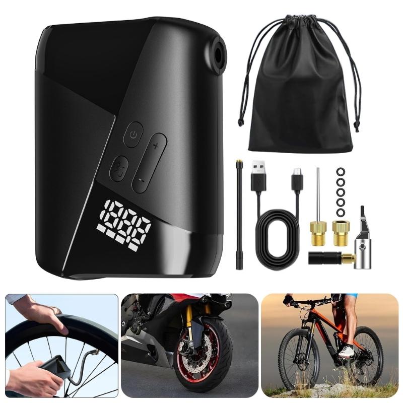 Portable Handheld Pocket Bike Pump Rechargeable Electric Bicycles Pump 150PSI Motorcycle Tire Inflator Easy to Use