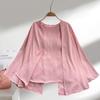 Fashion Long Sleeve Plus Size Women's Pullover Shirts Solid Temperament Summer Thin Casual Loose Tops Blouses Woman Round Neck Office Lady Shirt 26449