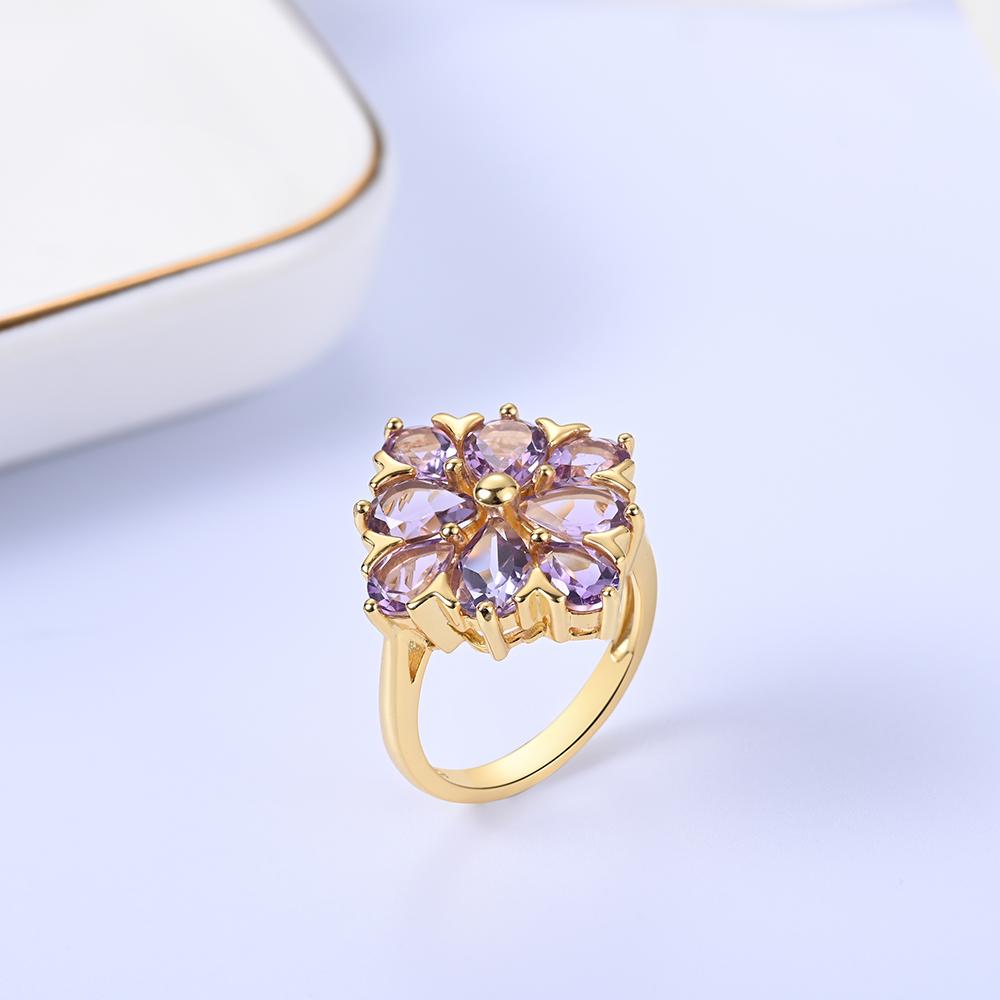 Entzückende Floral Designer S925 Silber Ring Ohrring für Mädchen & Dame Natürliche Brasilien Amethyst edlen Schmuck hochzeit party Geschenk