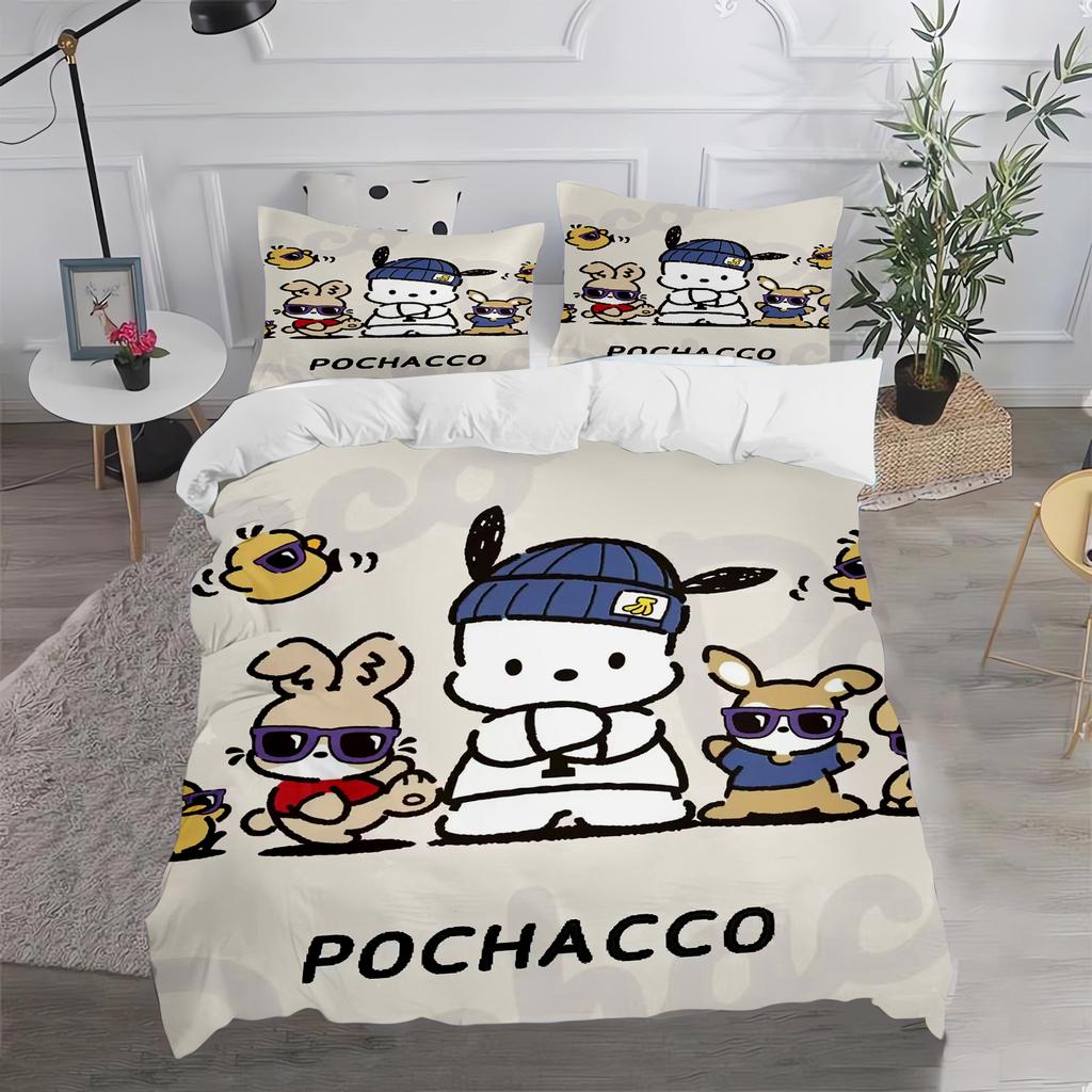 Pochacco Sanrio Quilt Cover Cartoon Puppy Anime Duvet Printed Comforter 100% Polyester Bedding Twin Size Children Gift