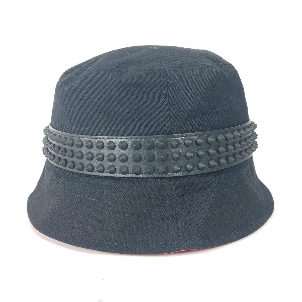 Christian Louboutin 3235326 Studs BOBINO bucket hat bob hat cotton Black Unused