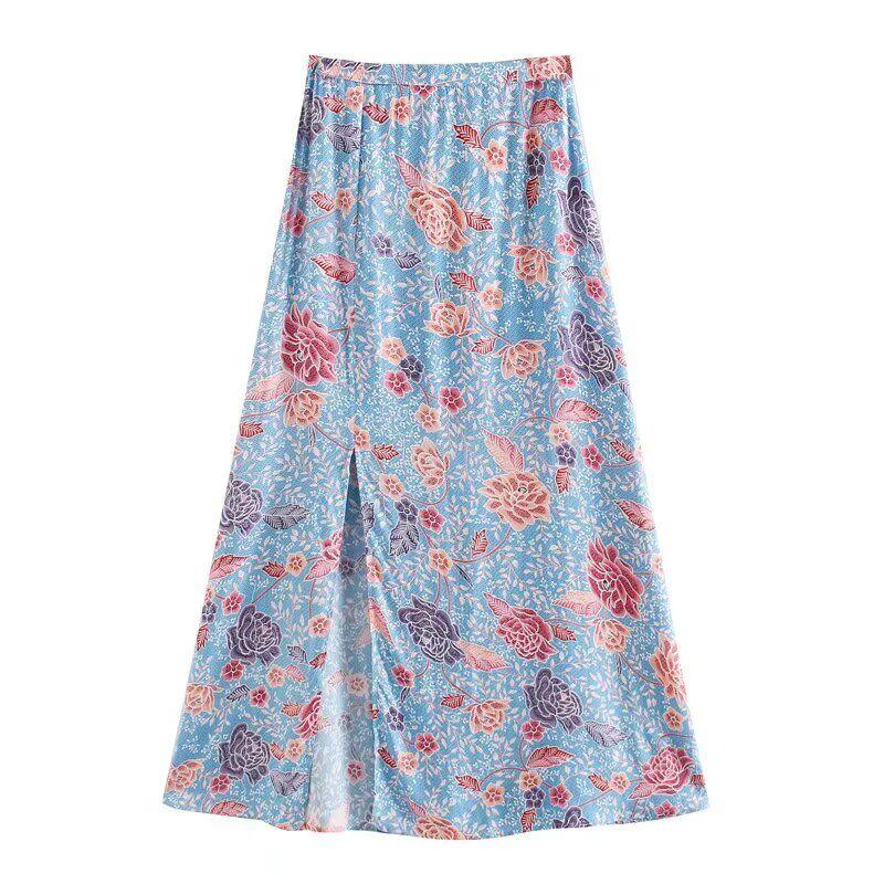 

Zbzr Spring New Women clothes Western Style High end Exquisite Slimming Elegant Floral Half Body Skirts Fairy Floating Print Skirt XS