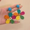 Silbernadel Raffia Blume Ohrstecker - Handgefertigt Gewebt Urlaubsstil mit High-End Design und Leichtem Luxusgefühl