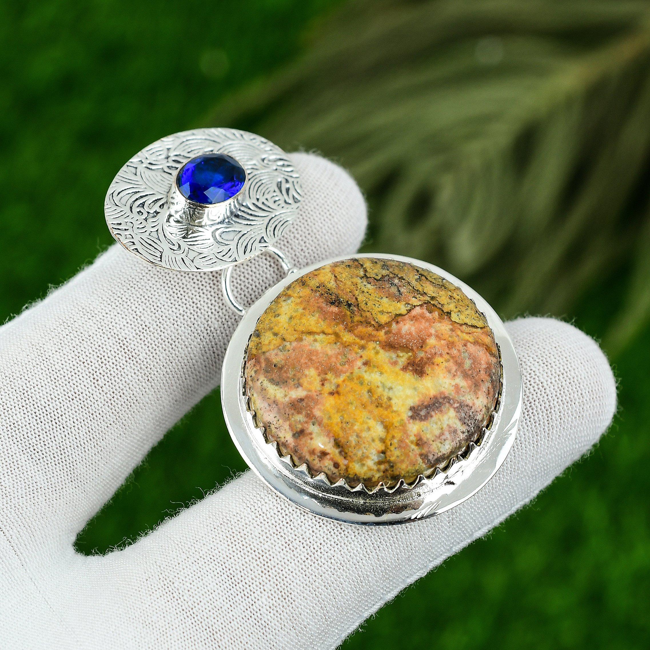 

Wedding Gift For Her 925 Sterling Silver Natural Picture Jasper Gemstone Pendant