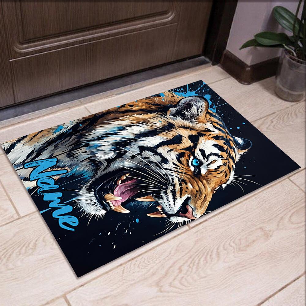 Custom Name Tiger Printed Carpet,Rug for Office Chair Living Room Bedroom Kitchen Room Decor Gifts.