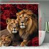Valentine'S Day Flower Animal Lion Rose Bathing Curtain  Bathroom Shower Curtain Waterproof With 12 Hooks Home Deco Free Ship