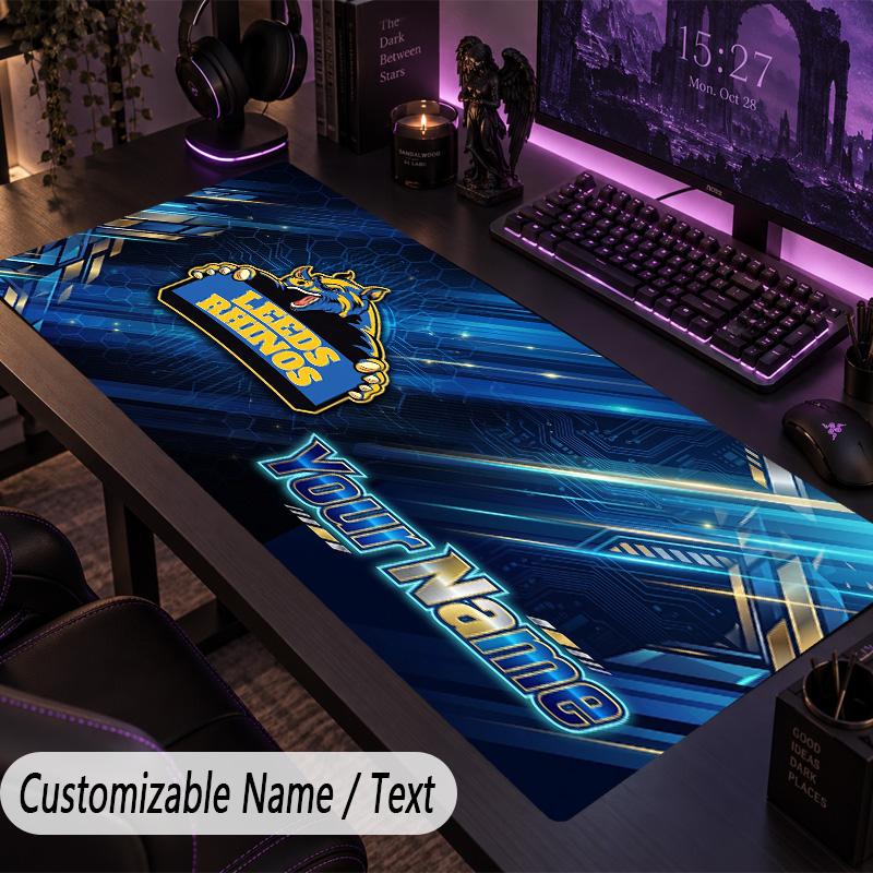 Large Mouse PadLeeds Rhinos Custom Name Text Personalized Desk Mat Non Slip Gaming Pad
