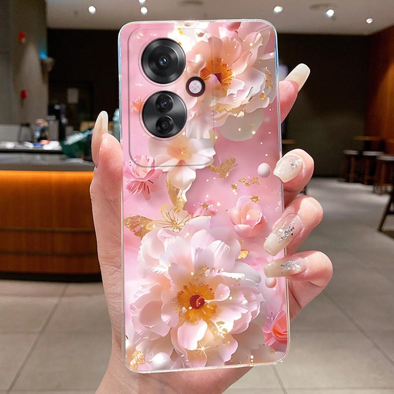 Für OPPO Reno 11F / Reno 11A Hülle Klar Luxus Mode Schmetterling Blumen Weiches TPU Silikon Abdeckung für OPPO Reno11 F A Handyhülle