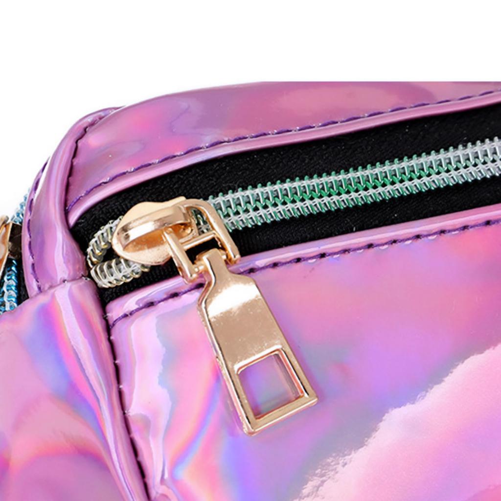 CROWNCAT Small Waist Pouch with a Stylish Aurora Glossy Compact and Perfect for Minimalist Black Design, Lightweight, Outings!