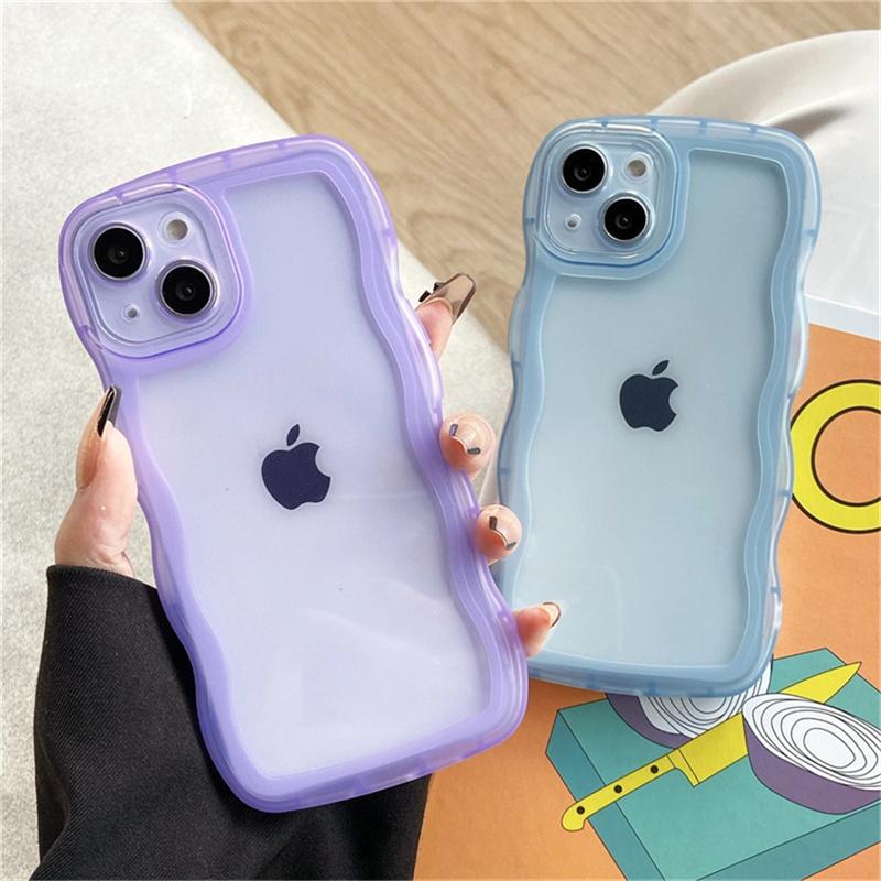 Ottwn Fashion Cute Wave Frame Husa de telefon rezistenta la socuri pentru iPhone 11 12 13 Pro Max X XR XS Max 7 8 Plus SE 2020 Husa din spate moale TPU