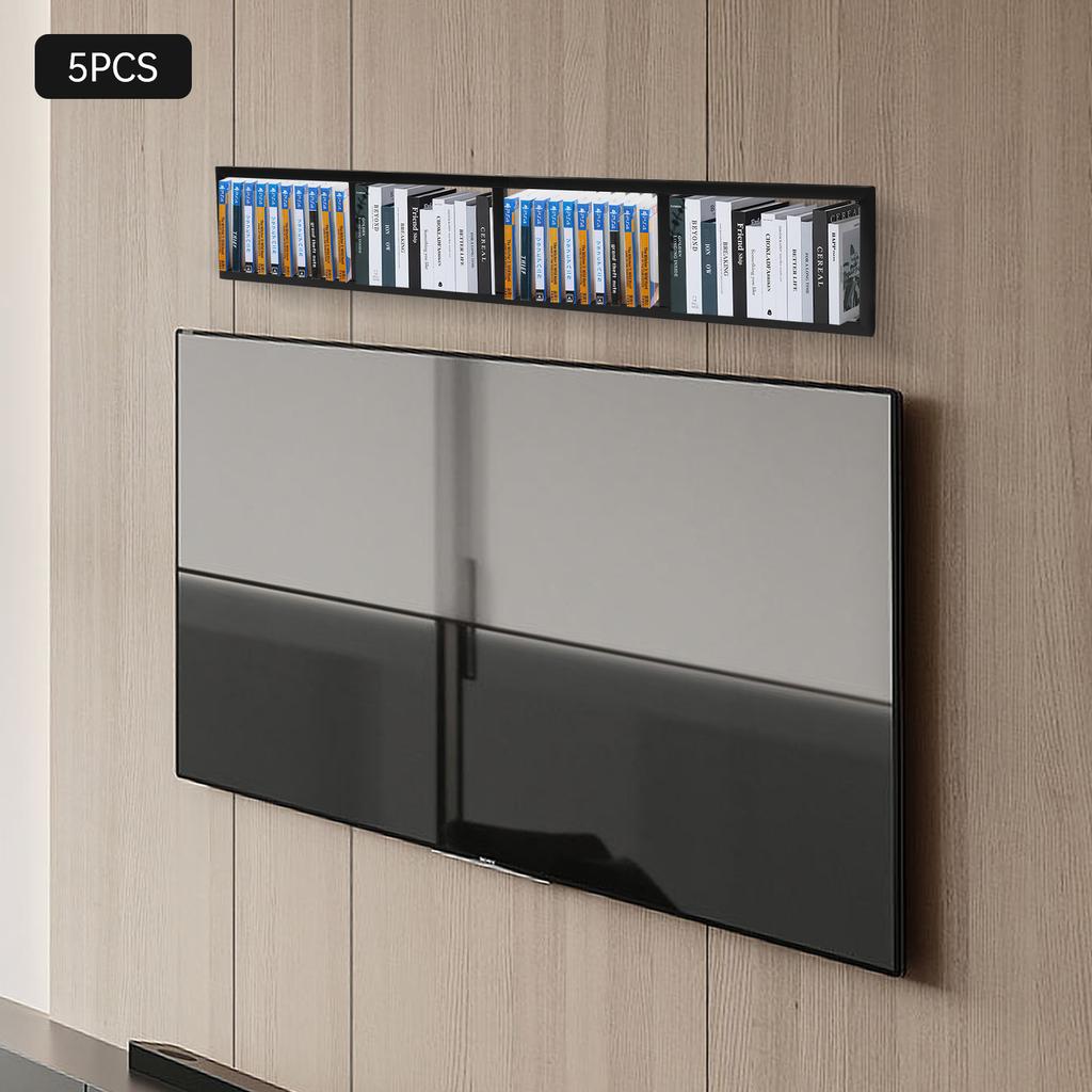 5Pcs 34 Inch Metal CD DVD Storage Shelf, Wall Mount Media Organizer Rack for Video Games, Movies, Music Collection Organization