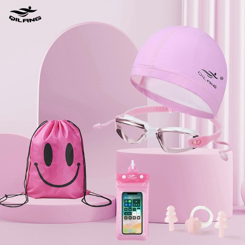 Anti-Fog HD Wide Frame Swimming Goggles Waterproof Earplugs Adult Swim Glasses Cap Set