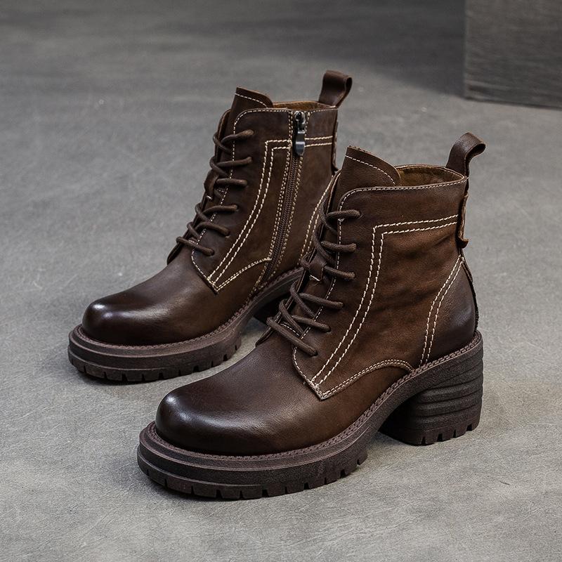 

Модные GKTINOO Весенне-осенние женские ботинки из натуральной кожи на толстом каблуке, ботильоны для женщин, обувь в стиле ретро, крутые короткие ботинки ручной работы 250