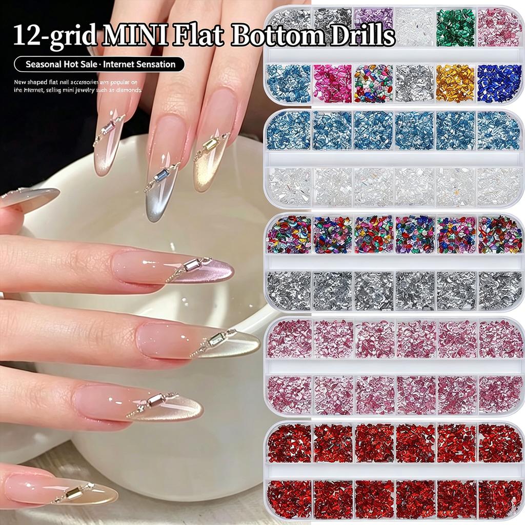 Xiaomi Color Mix 3D Flat Nail Rhinestones Charms 12 Grids Crystal Nail Art Mini Glitter Diamonds Christmas DIY Nail Art Accessories
