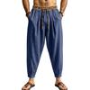 Men's Linen Loose Fit Color Wide Leg Pants with Tapered Hem for Business Casual