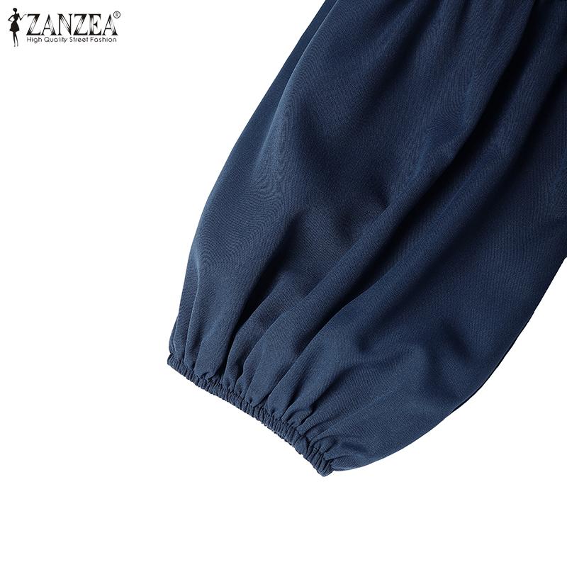 ZANZEA Damenmode Stehkragen 3/4-Ärmel Elegant Lässig A-Linien-Kleid