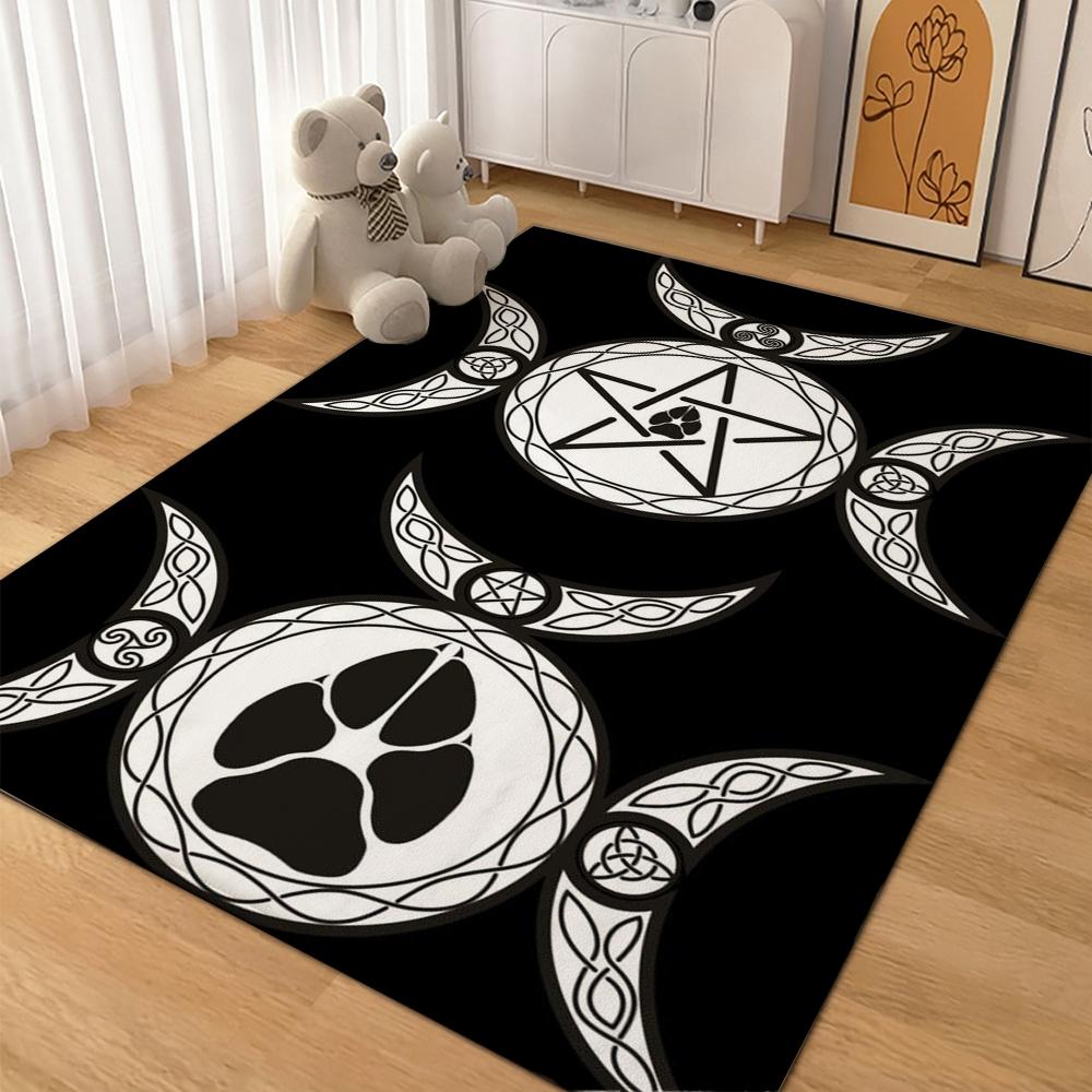 Dark Baphomet Grimoire Pentagram Patterned Rug Durable Stainresistant Easyclean Carpet For Bathroom Kitchen Home Decor Valentine'S Day Gift