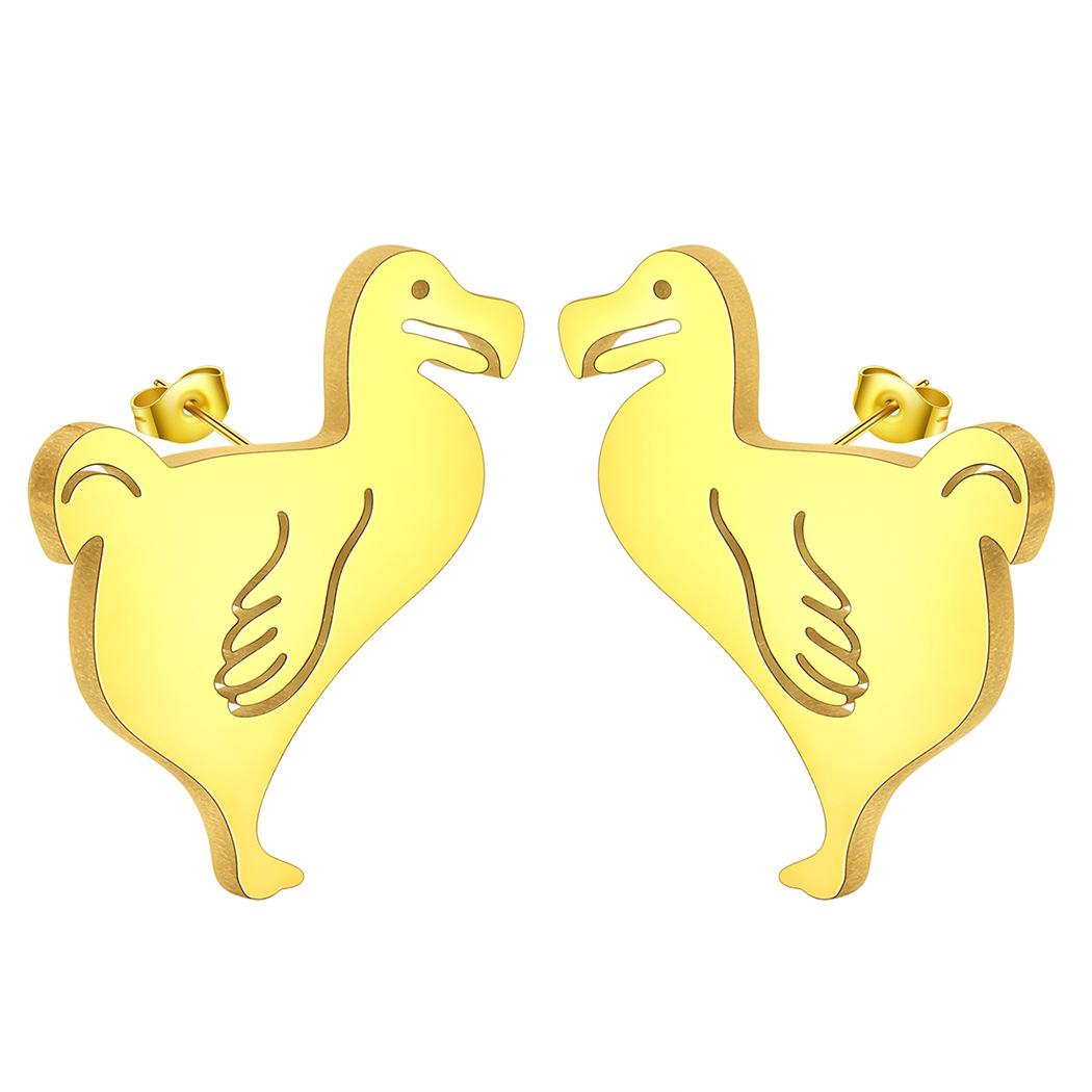 

Cute Dodo Ear Nails Women Student Teen Punk Animal Earrings Gold Plated Stainless Steel Zircon Accessories Gifts