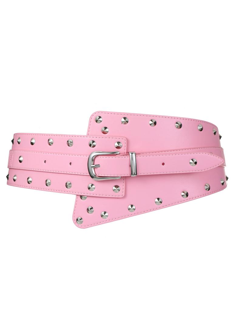 Vintage Belt Rivet Women'S Dress Shirt Decoration Elastic Elastic Extra Wide Waist Seal Belt