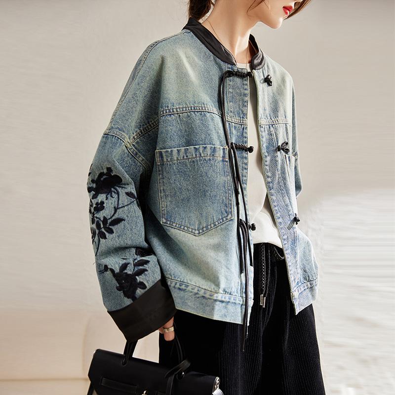 Giacca di jeans da donna per primavera e autunno Tasca Denim comoda