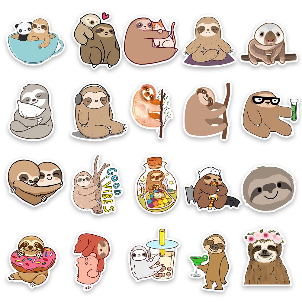 50 Sloth Cartoon Anime Graffiti Sticker Notebook Water Cup Creative Cute Post Paper