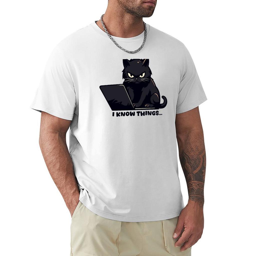 Black Cat I KNOW THINGS TShirt Summer Holiday TShirt