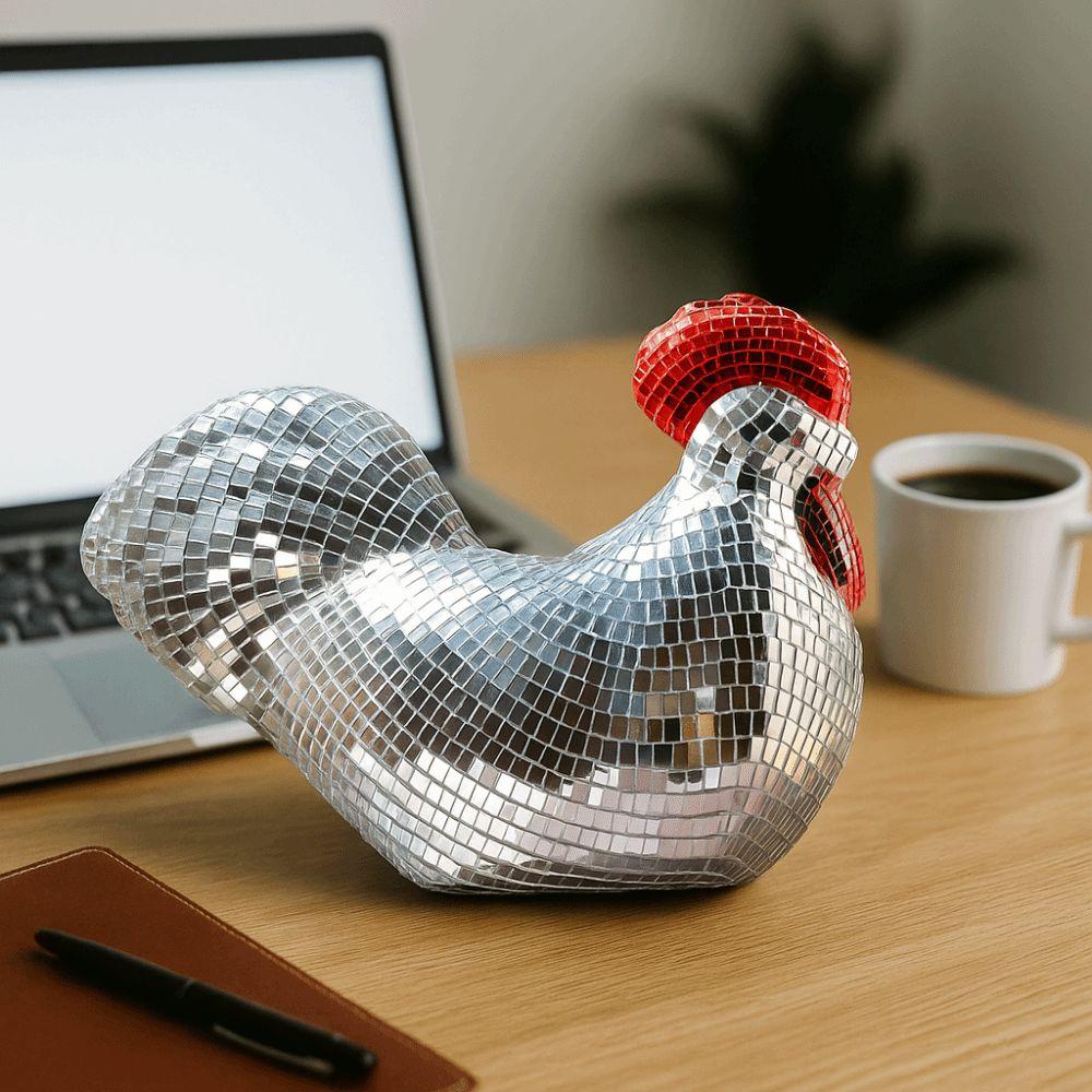 Chicken Shape Mirror Disco Balls Exquisite Figurine New Statue  Home Decor