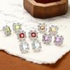New Natural Stone Square Earrings S925 Sterling Silver Non-fading Stud Earrings for Women, Niche Temperament Accessories for Women