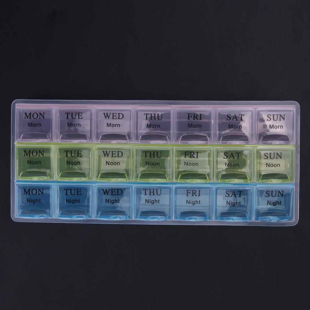 Weekly Pill Organizer 3 Times A Day 7 Day Pill Organizer 21 Compartments Pill Box for Vitamin Fish Oil Supplements