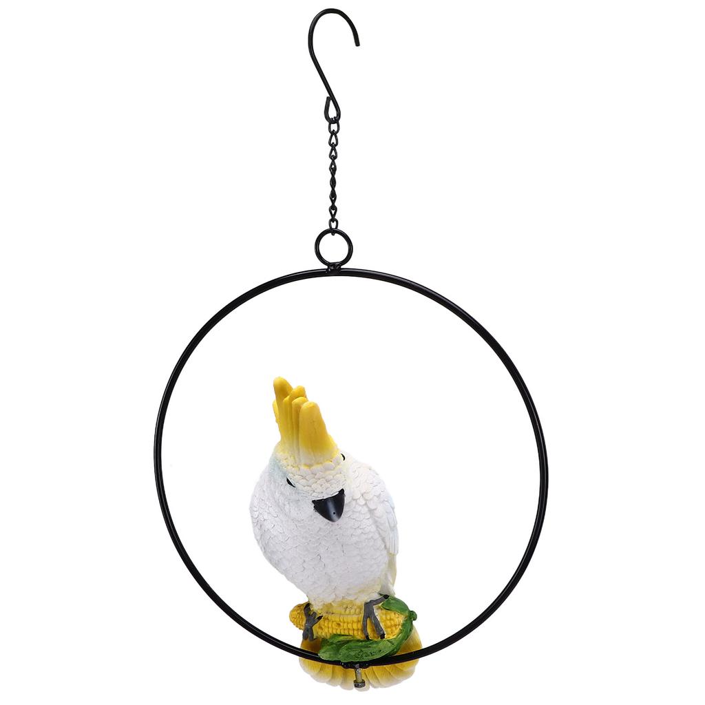 Iron Ring Parrots Decor Bright Texture Waterproof Iron Ring Parrots Resin Pendant Crafts