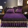 Tmavě modrá luxusní krajka zimní přehoz přes postel tlustá domácí postel prostěradla ve stylu sukně výšivka bavlněné přehozy v evropském stylu
