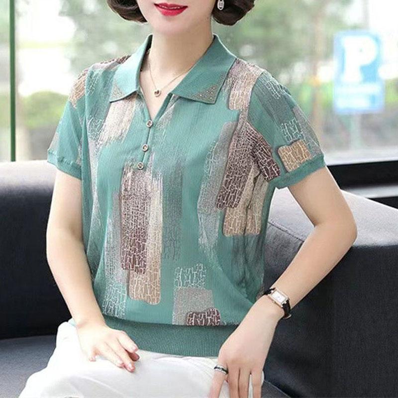 Stylish Printed Shirt Summer New Loose Short Sleeve Casual Turn-down Collar Chic Button Female Clothing Commute All-match Blouse