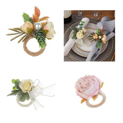 Distinctive Rose Napkin Rings Charm Delicate Floral Napkin Rings Faux Flowers Napkin Holders for Unique Tablescape
