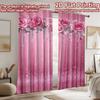 2D flat printing 2pcs Curtain Window Curtains Birthday Pink Roses Sparkle Digital Printed Polyester Drapes Party Decorations Use