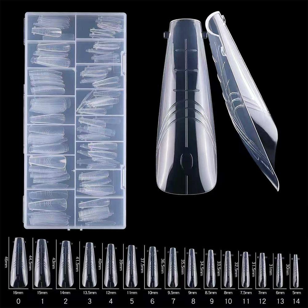 150Pcs Transparent Full Cover Nail Tips 15 Sizes Space Nail Forms Sandwich Nail Forms  Home Salon