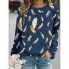 Fashion Women's Crew Neck Long Sleeve 3D Casual Color Printing Casual Long Sleeve T-Shirt